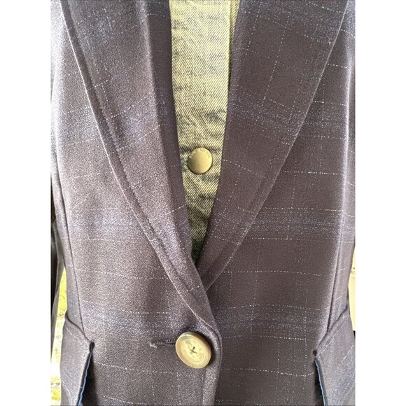 Blue Revival Medium M Ibiza Blue Beard Plaid Double Layer Veronica Blazer NEW - Picture 8 of 16